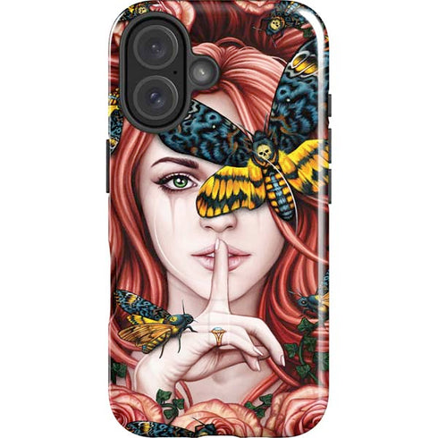 Gothic Woman and Death Moth Butterflies by Sarah Richter iPhone 16 Magsafe Impact Case